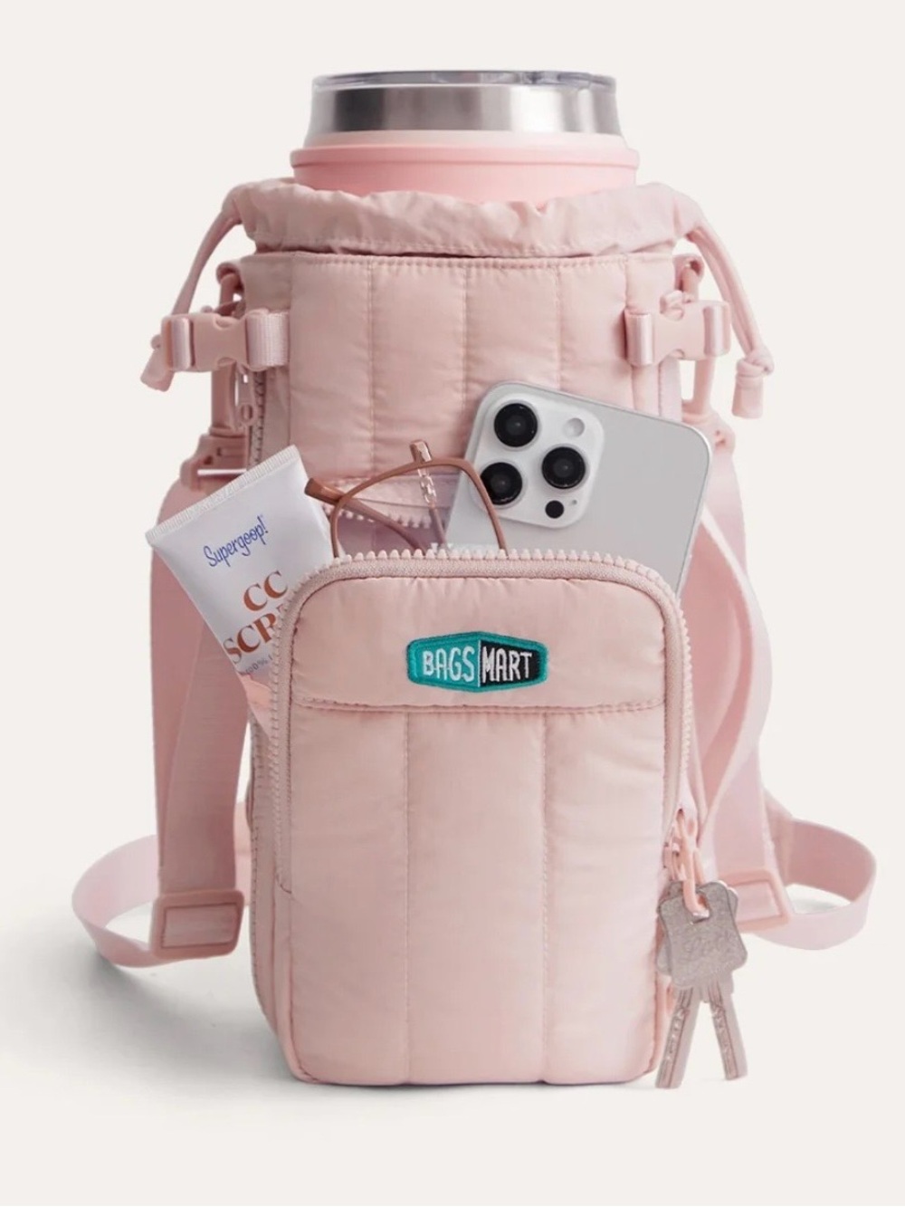 Bagsmart Pale Pink Crossbody Bottle & Phone Holder. NWT
